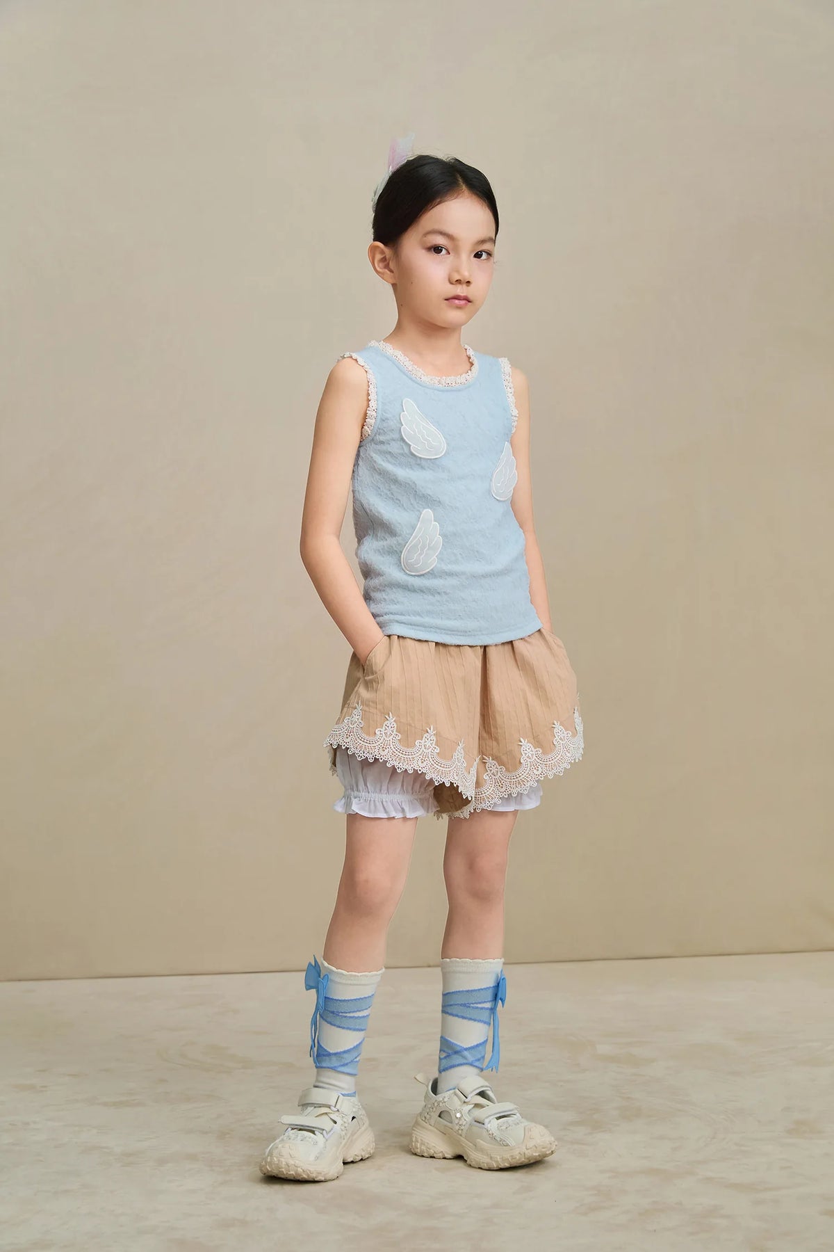 Poco Blush Cotton Bloom Shorts with Lace Hem