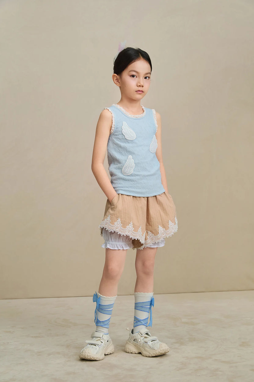 Poco Blush Cotton Bloom Shorts with Lace Hem