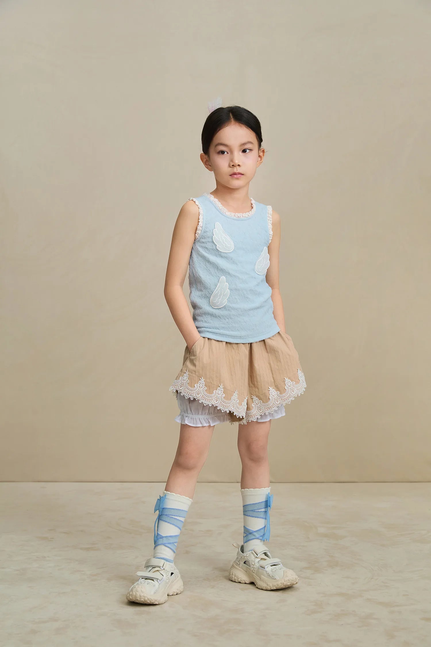 Poco Blush Cotton Bloom Shorts with Lace Hem