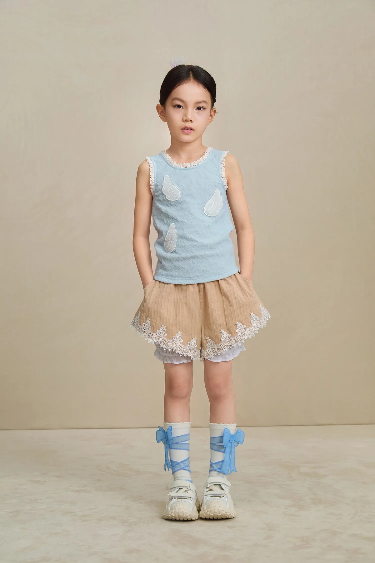 Poco Blush Cotton Bloom Shorts with Lace Hem