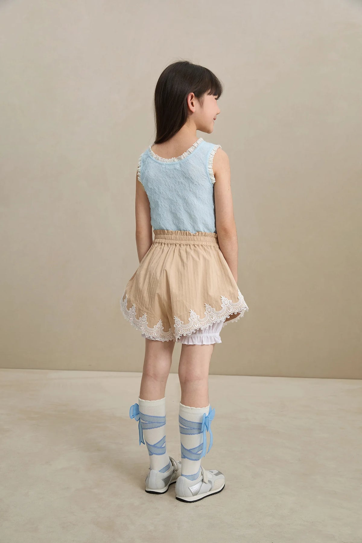 Poco Blush Cotton Bloom Shorts with Lace Hem