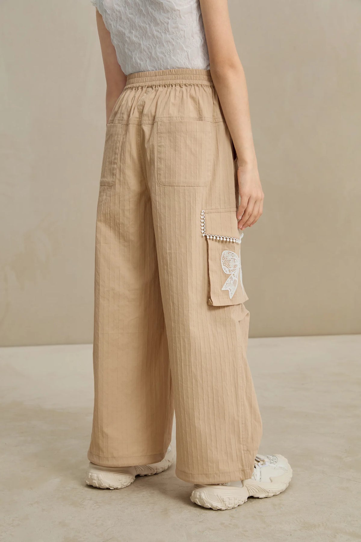 Poco Blush Lace-Trim Cargo Pants