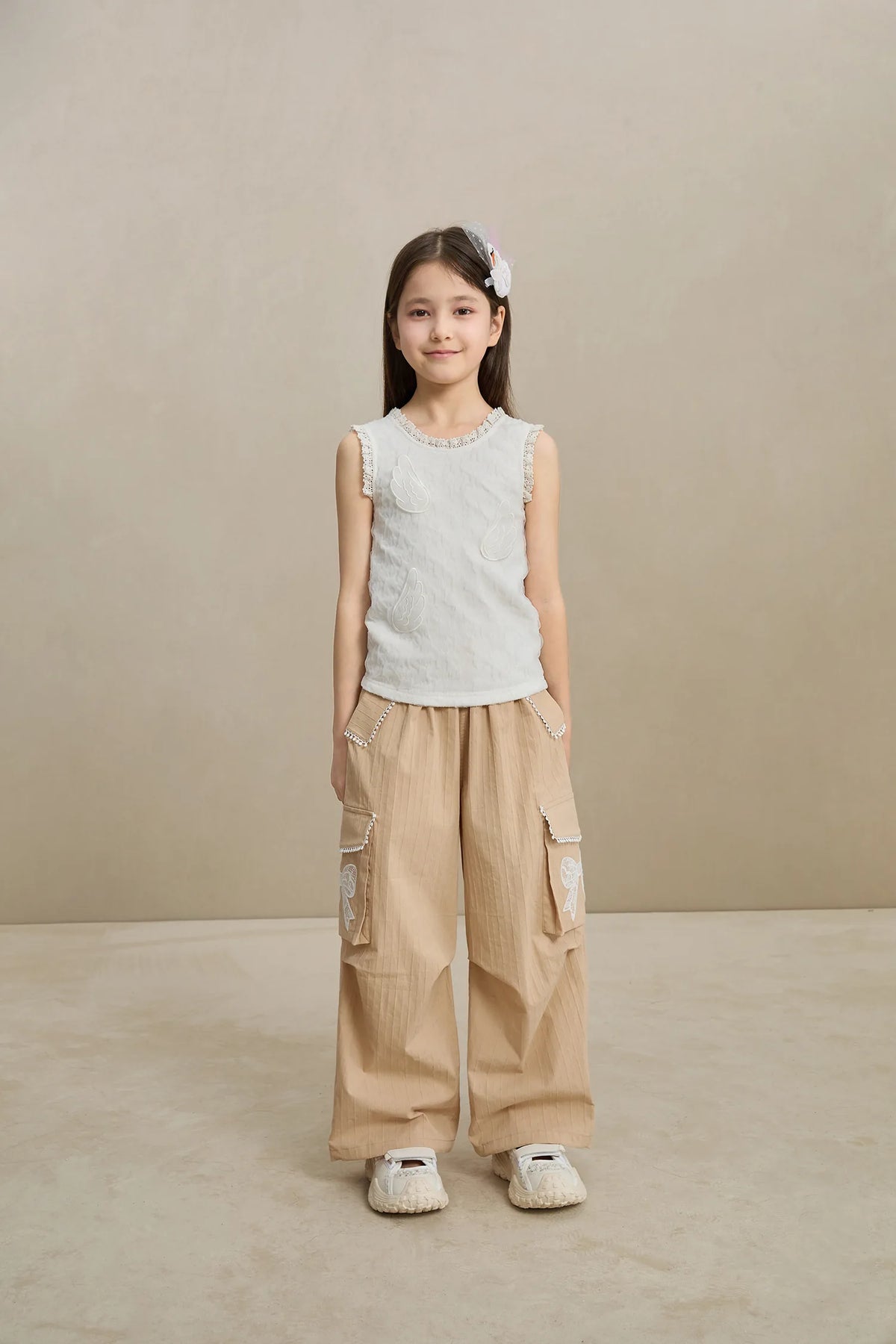 Poco Blush Lace-Trim Cargo Pants