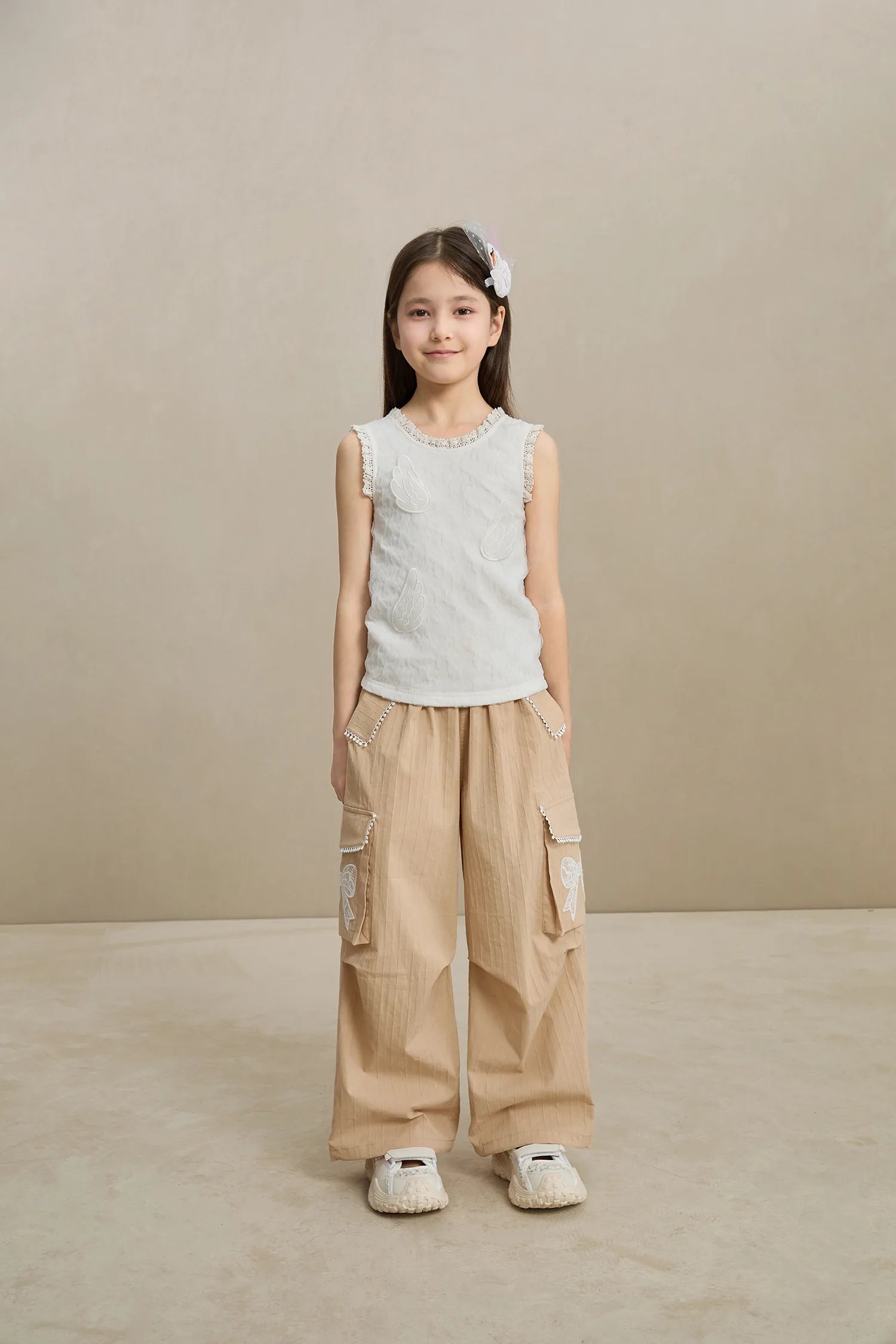 Poco Blush Lace-Trim Cargo Pants