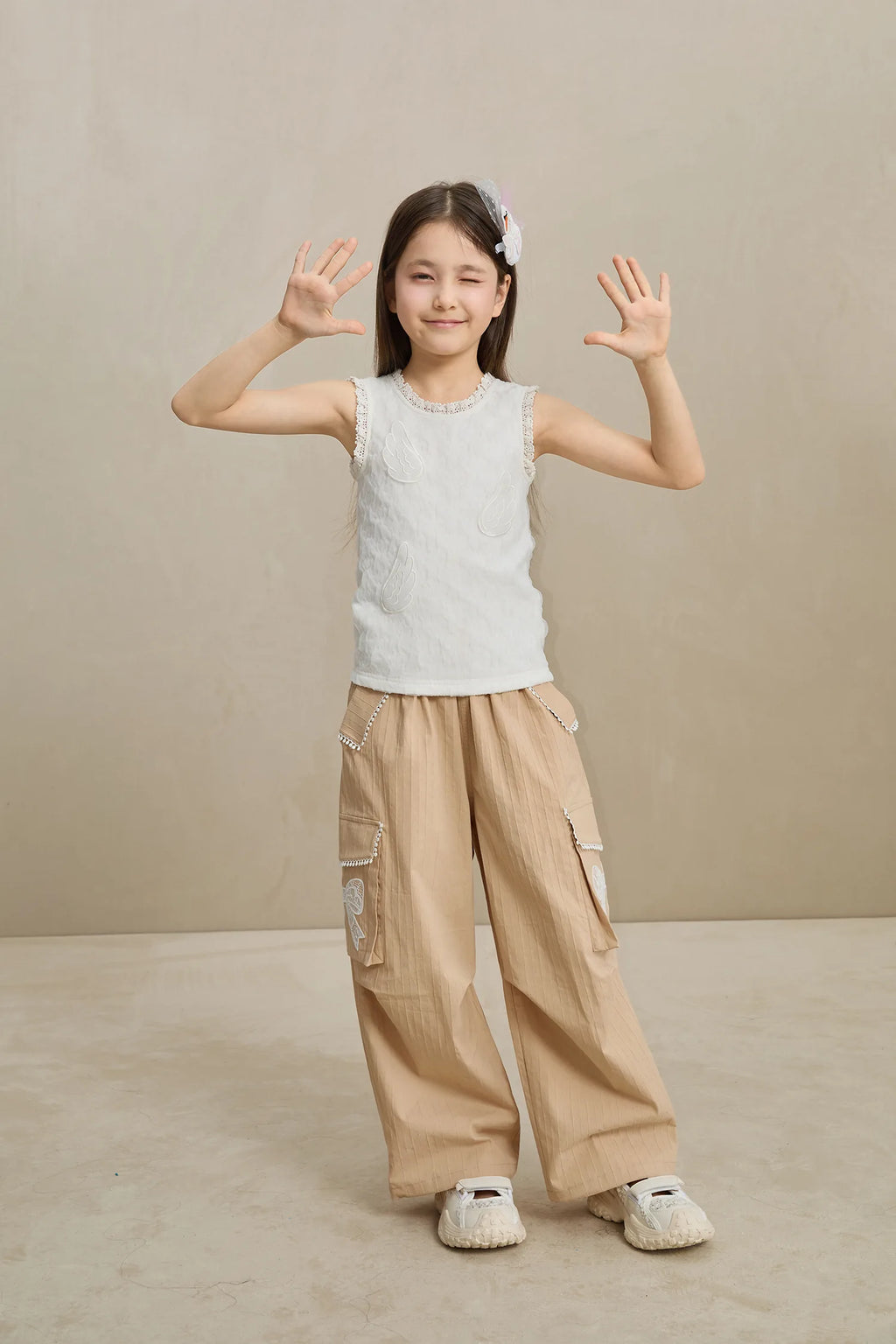 Poco Blush Lace-Trim Cargo Pants