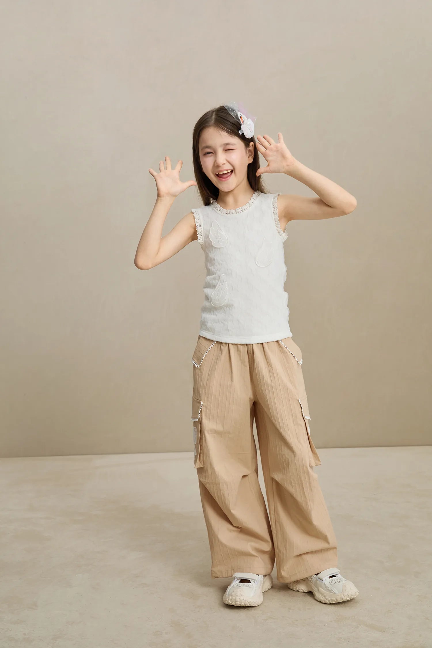 Poco Blush Lace-Trim Cargo Pants