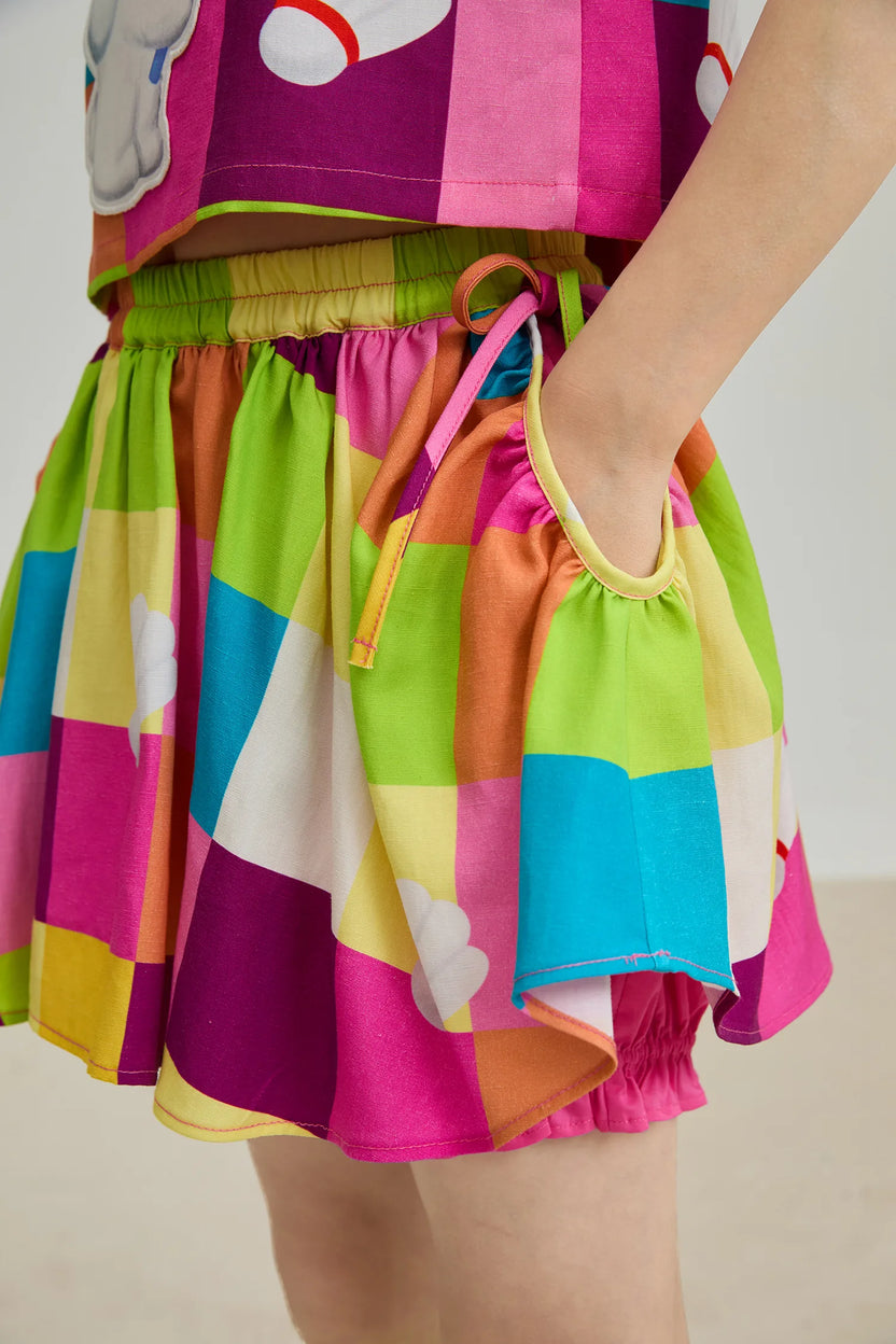 Poco Blush Color‑Pop Check Skort