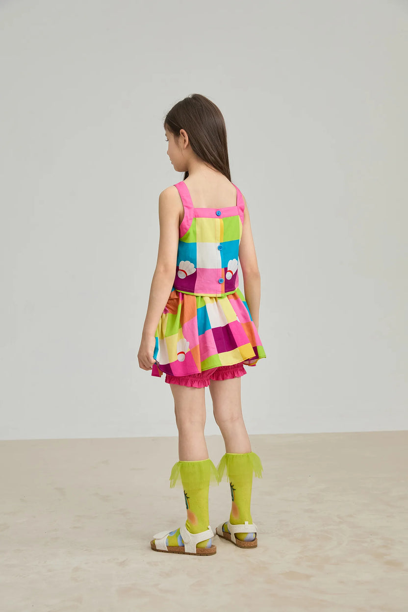 Poco Blush Color‑Pop Check Skort