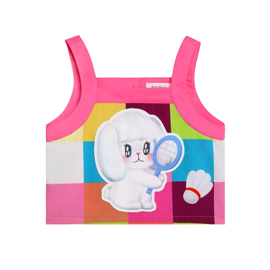 Poco Blush Rainbow Check Linen Tank Top