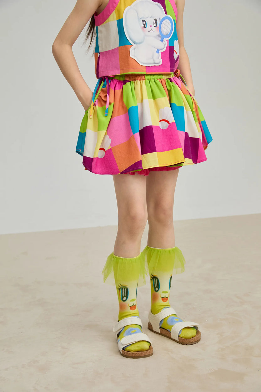 Poco Blush Rainbow Check Linen Tank Top