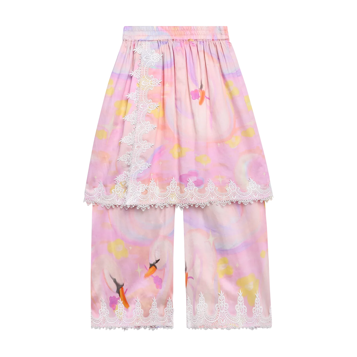 Poco Blush Swan Lake Art Skort with Lace Trim