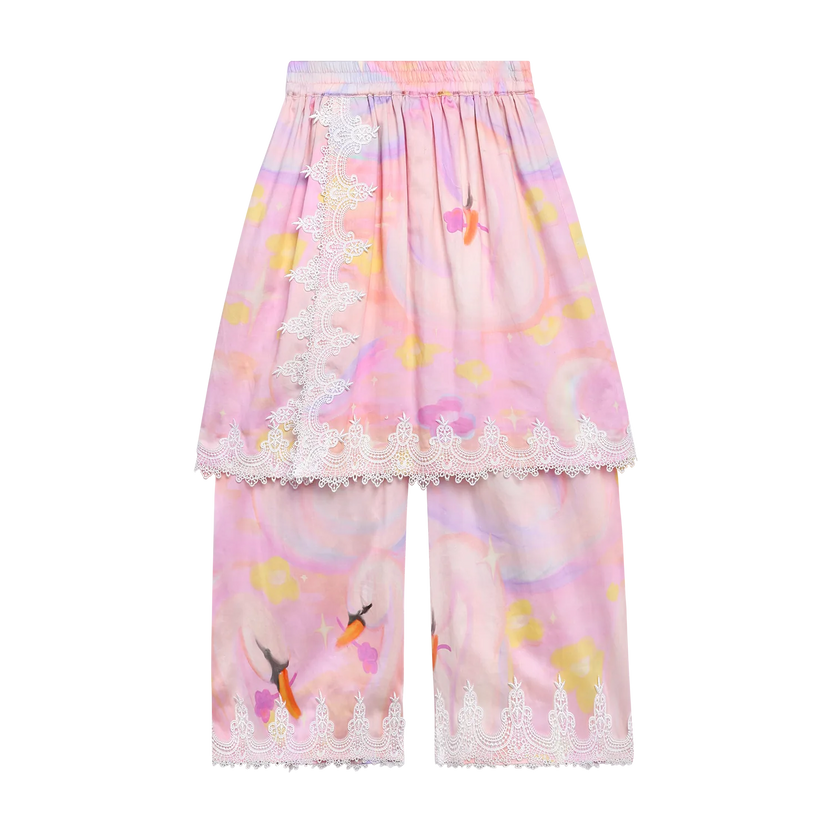 Swan Lake Art Skort with Lace Trim by Poco Blush
