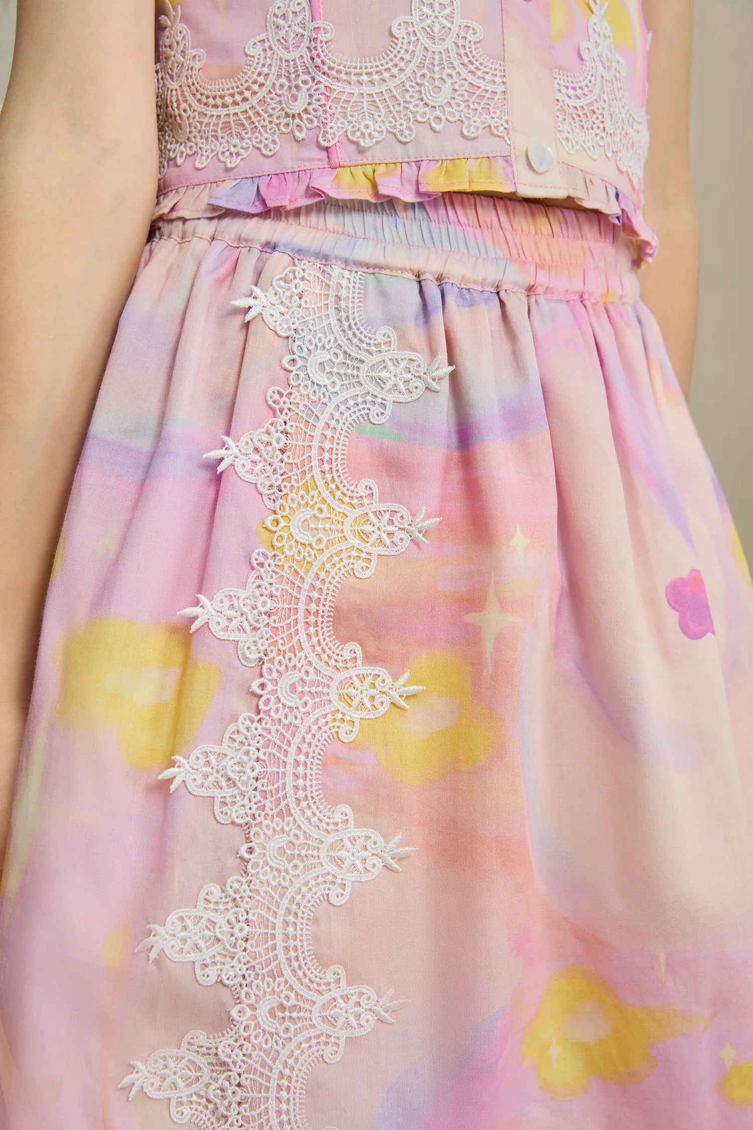 Poco Blush Swan Lake Art Skort with Lace Trim