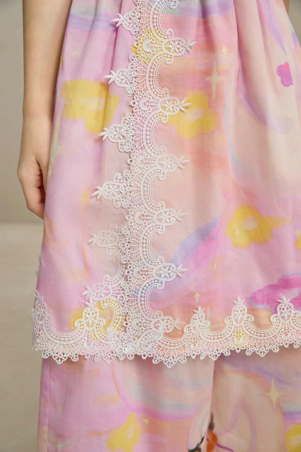 Poco Blush Swan Lake Art Skort with Lace Trim