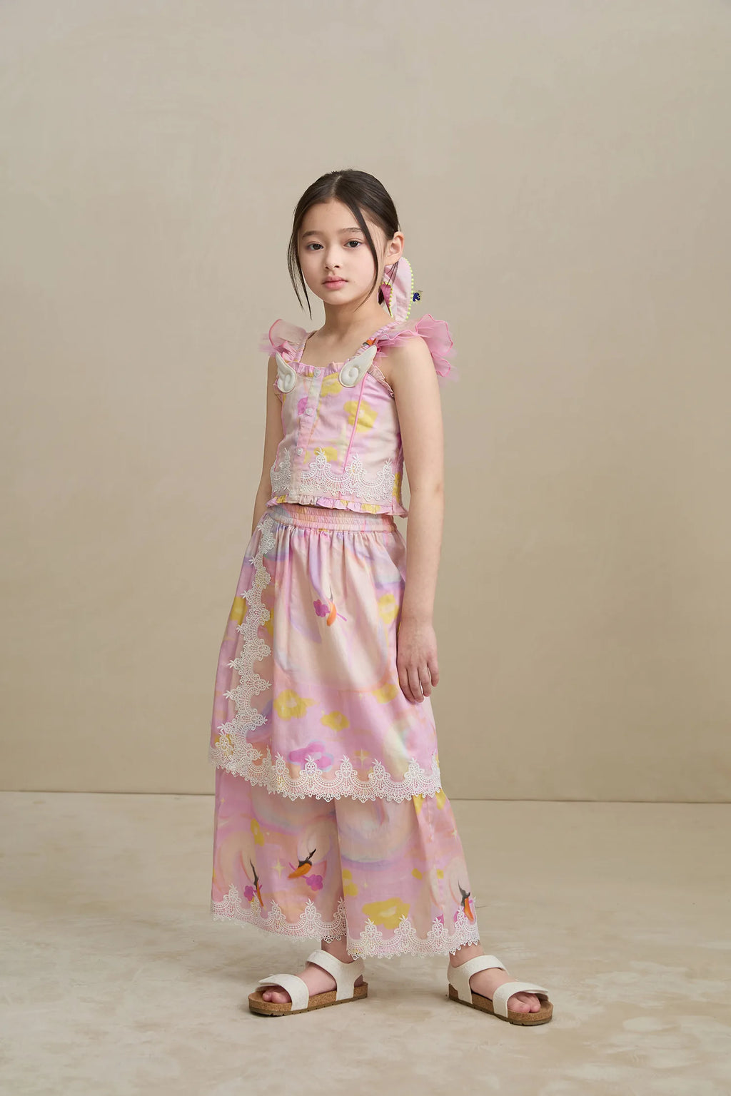 Poco Blush Swan Lake Art Skort with Lace Trim