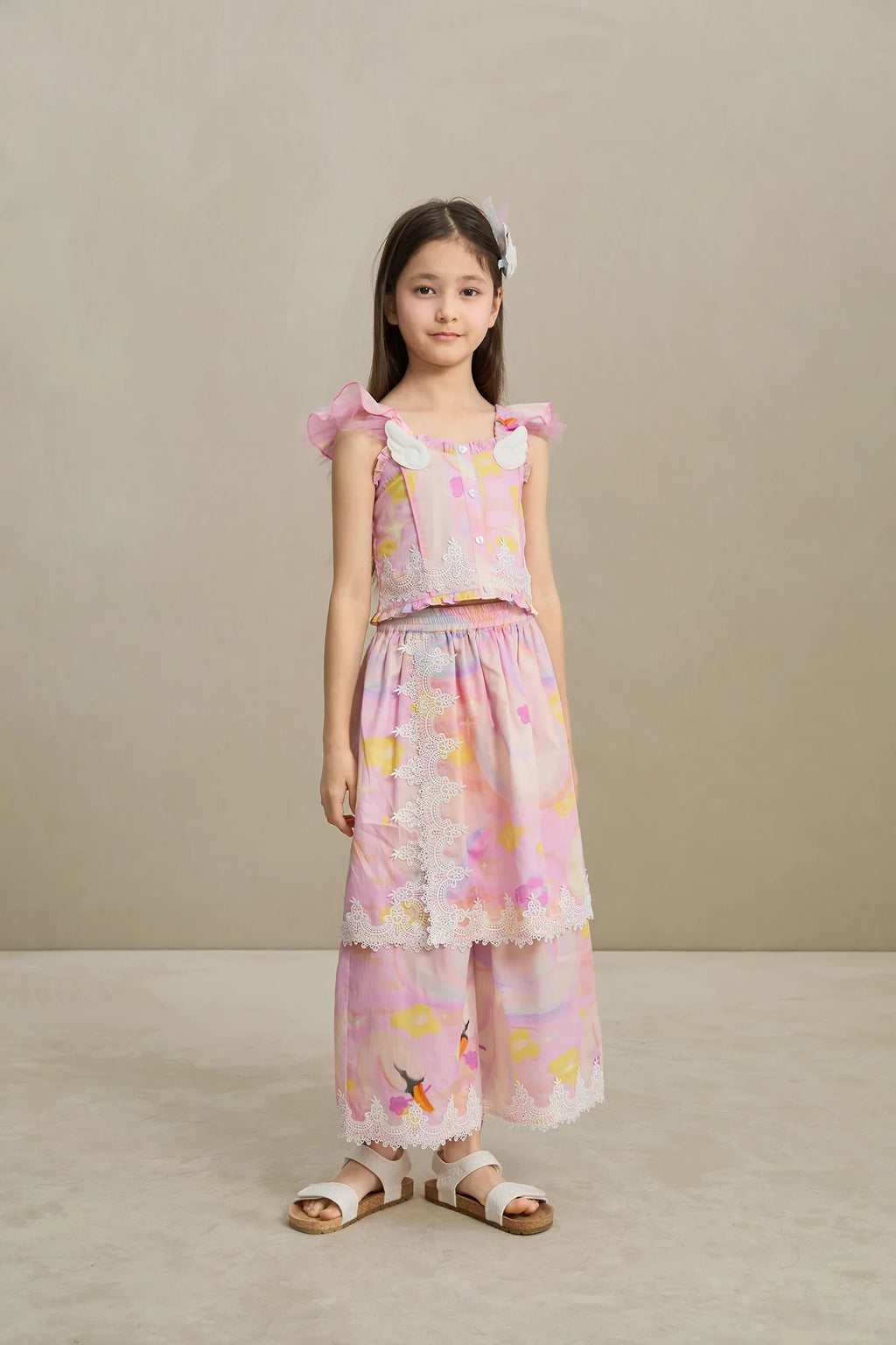 Poco Blush Swan Lake Art Skort with Lace Trim