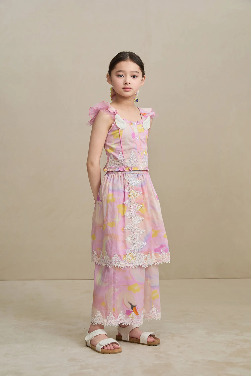 Poco Blush Swan Lake Art Skort with Lace Trim