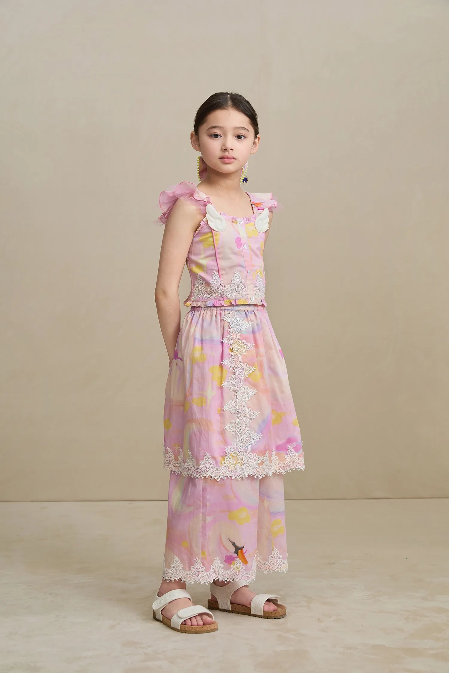 Poco Blush Swan Lake Art Skort with Lace Trim