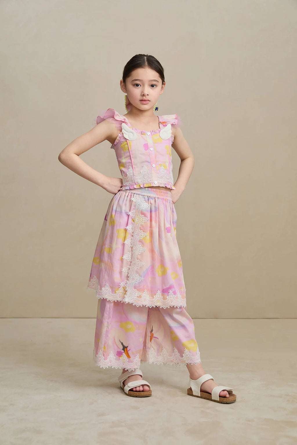 Poco Blush Swan Lake Art Skort with Lace Trim