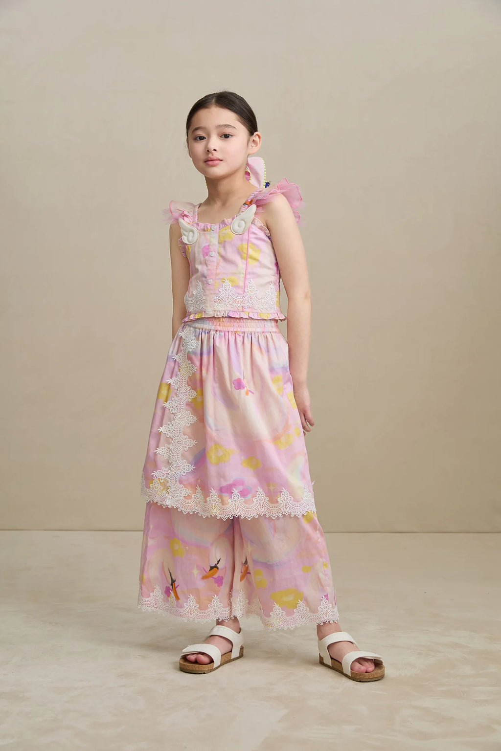 Poco Blush Swan Lake Art Skort with Lace Trim