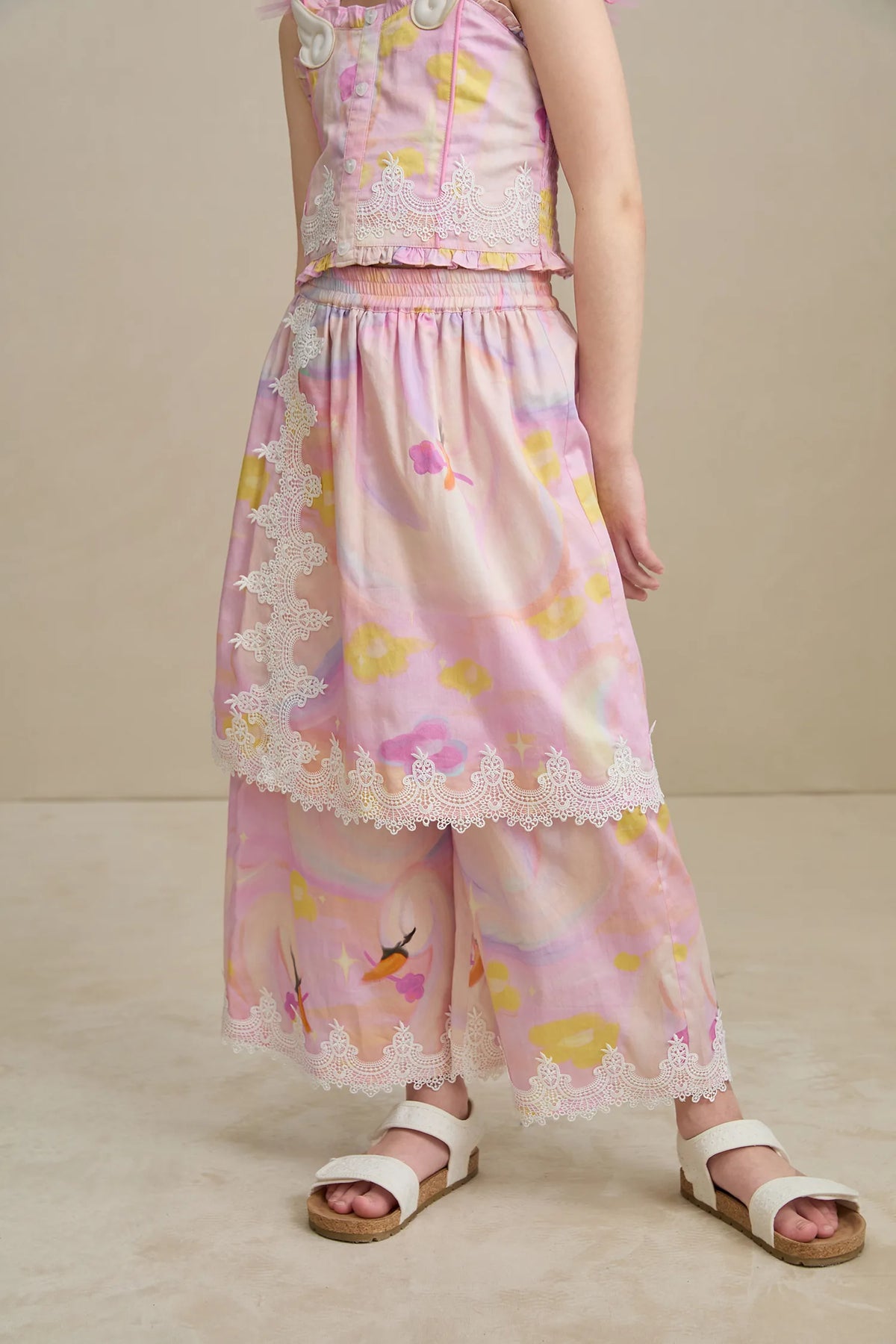 Poco Blush Swan Lake Art Skort with Lace Trim
