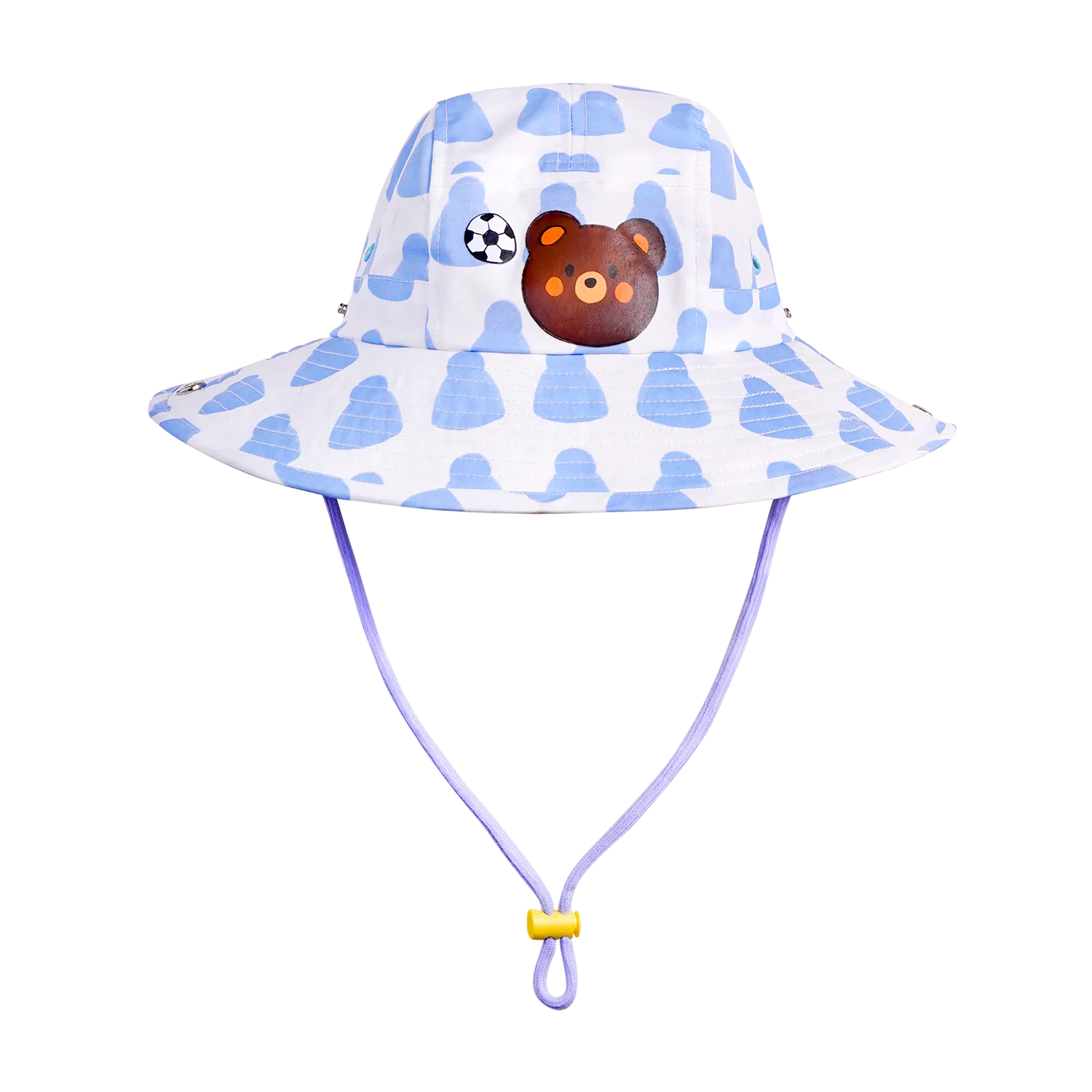 Poco Blush Football Bear Wide‑Brim Bucket Hat Blue