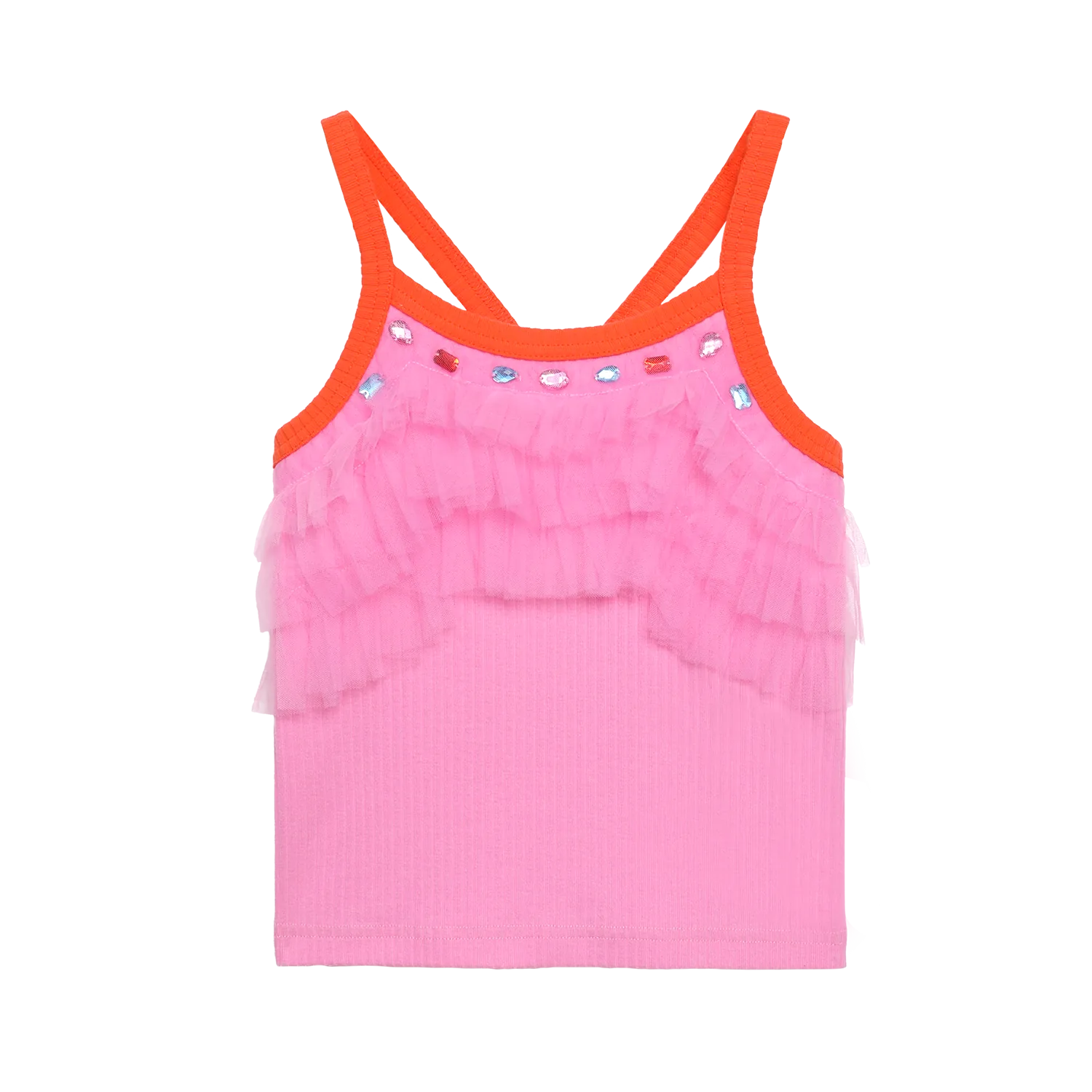 Poco Blush Gem Sparkle Mesh Layering Camisole Pink