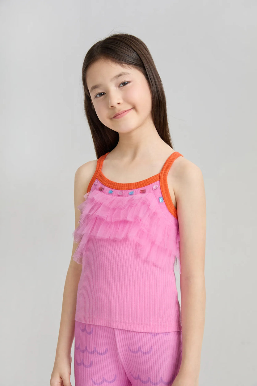 Gem Sparkle Mesh Layering Camisole by Poco Blush, image 4
