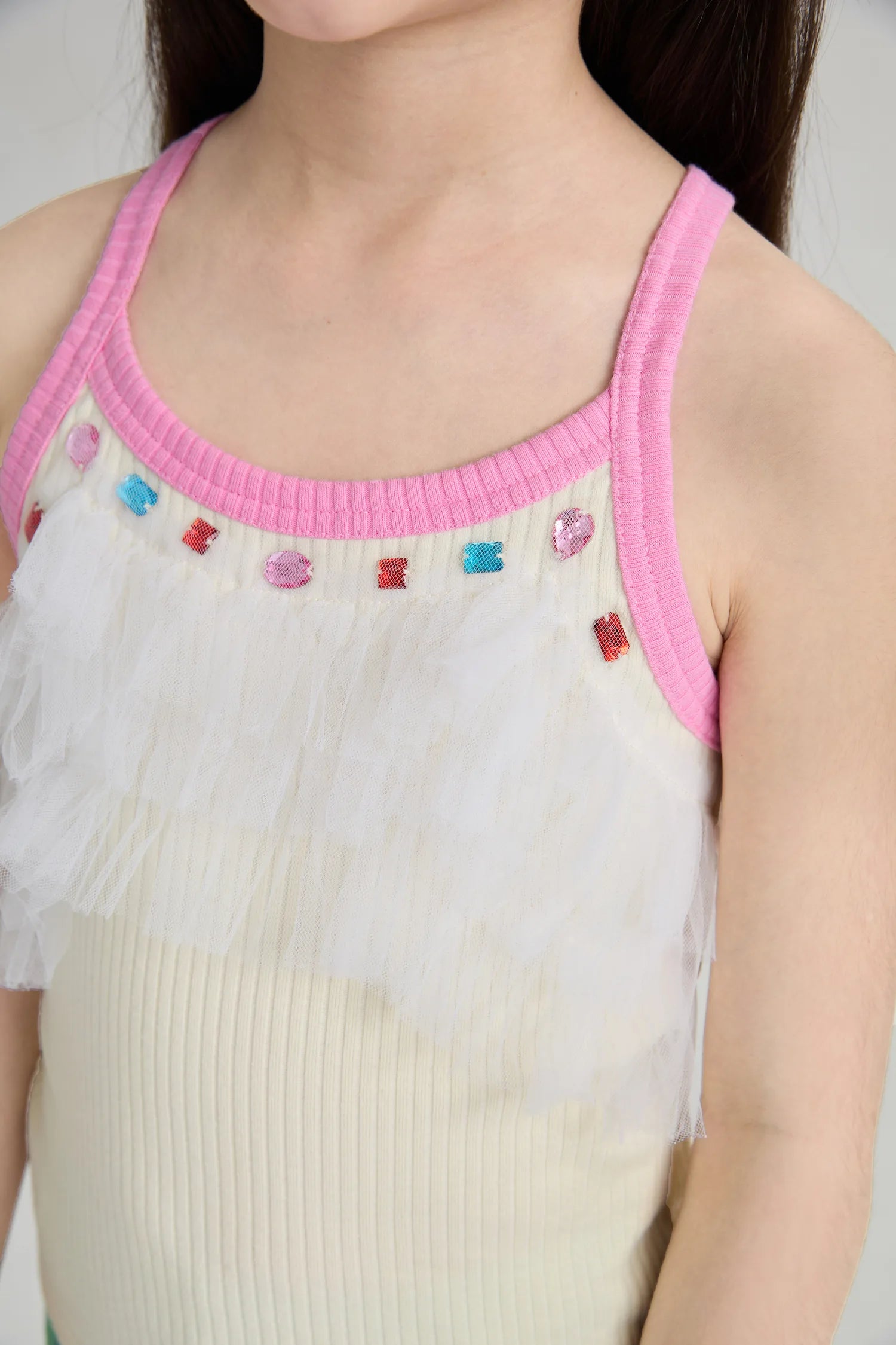 Poco Blush Gem Sparkle Mesh Layering Camisole