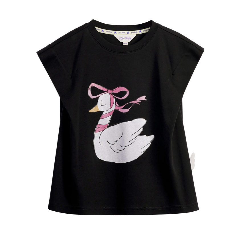 Glitter Swan Ballet Print Tee by Poco Blush