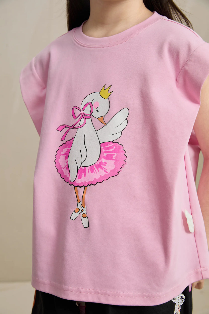 Glitter Swan Ballet Print Tee by Poco Blush, image 18