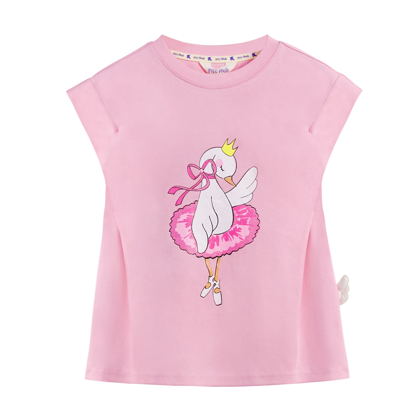 Glitter Swan Ballet Print Tee by Poco Blush, image 2