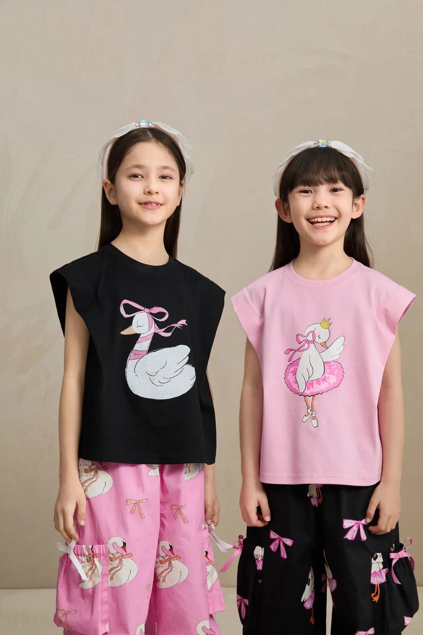 Glitter Swan Ballet Print Tee by Poco Blush, image 13