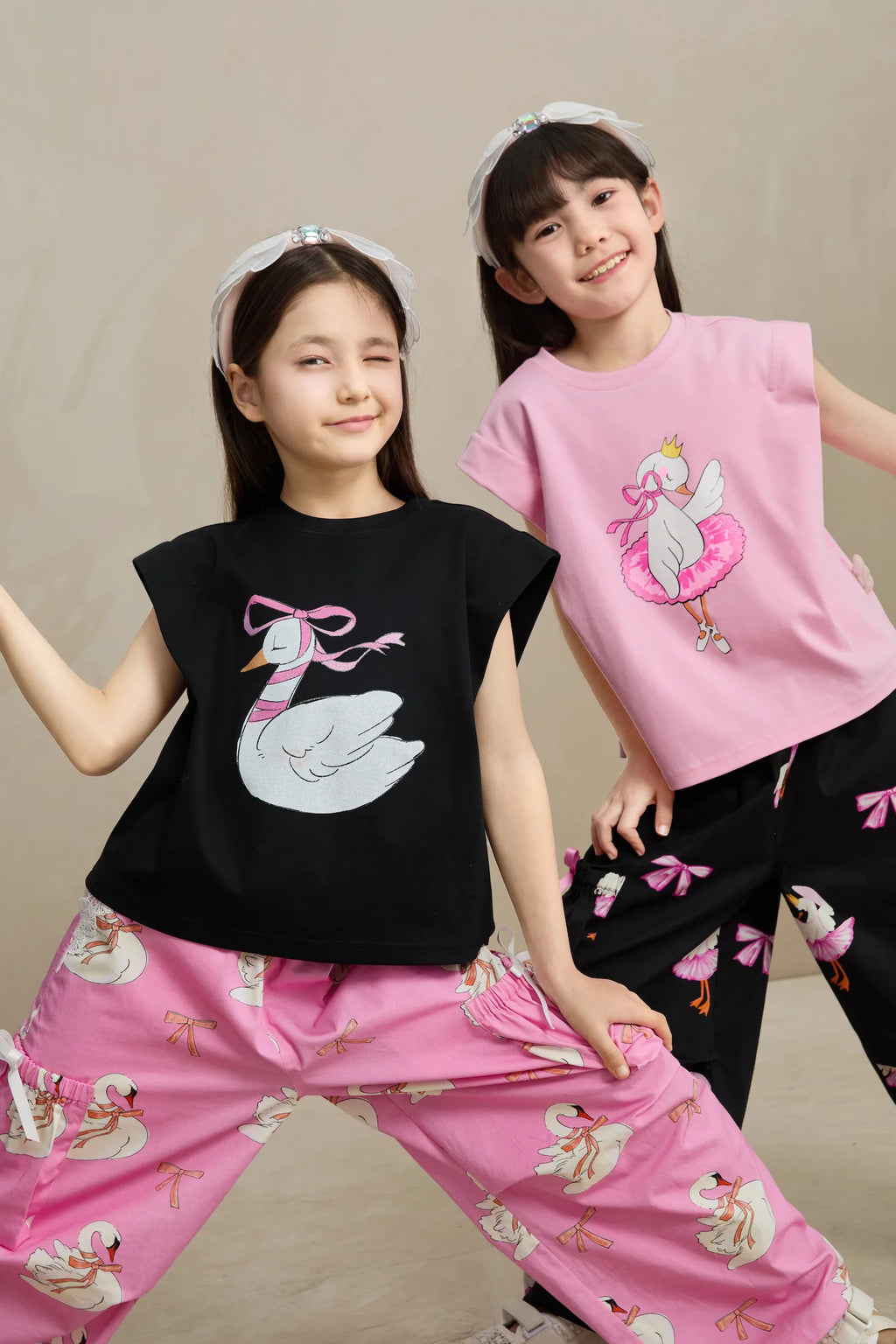 Poco Blush Glitter Swan Ballet Print Tee