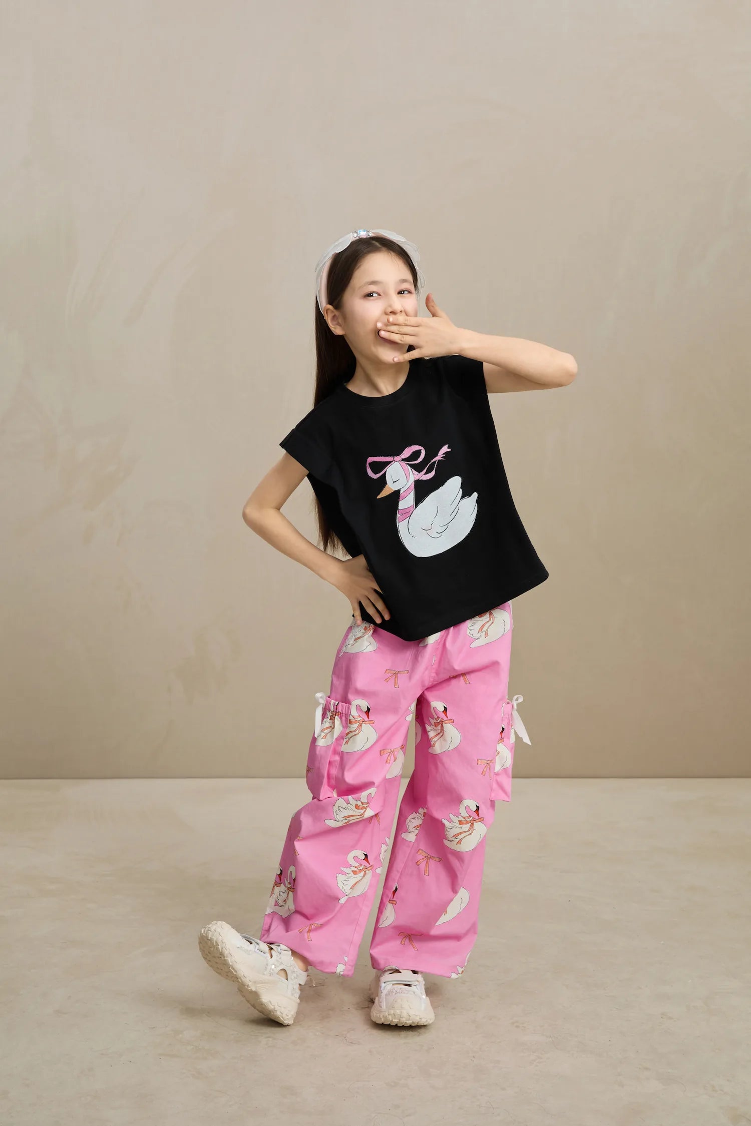Poco Blush Glitter Swan Ballet Print Tee