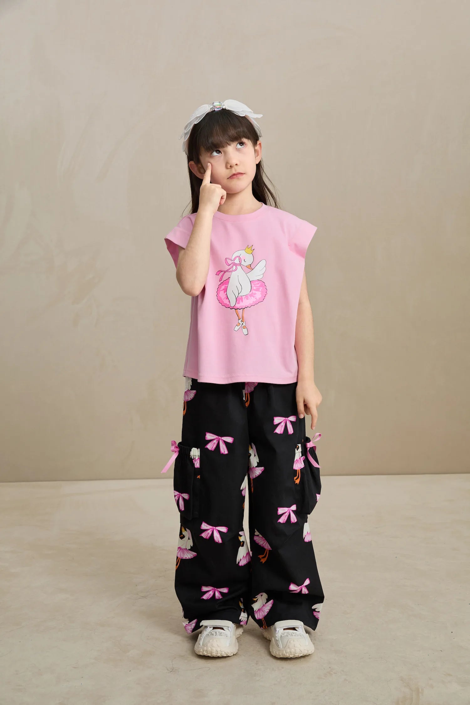 Poco Blush Glitter Swan Ballet Print Tee