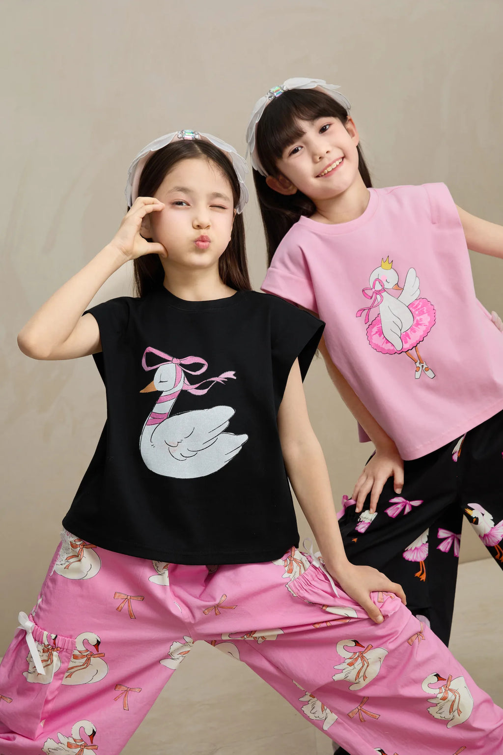Poco Blush Glitter Swan Ballet Print Tee