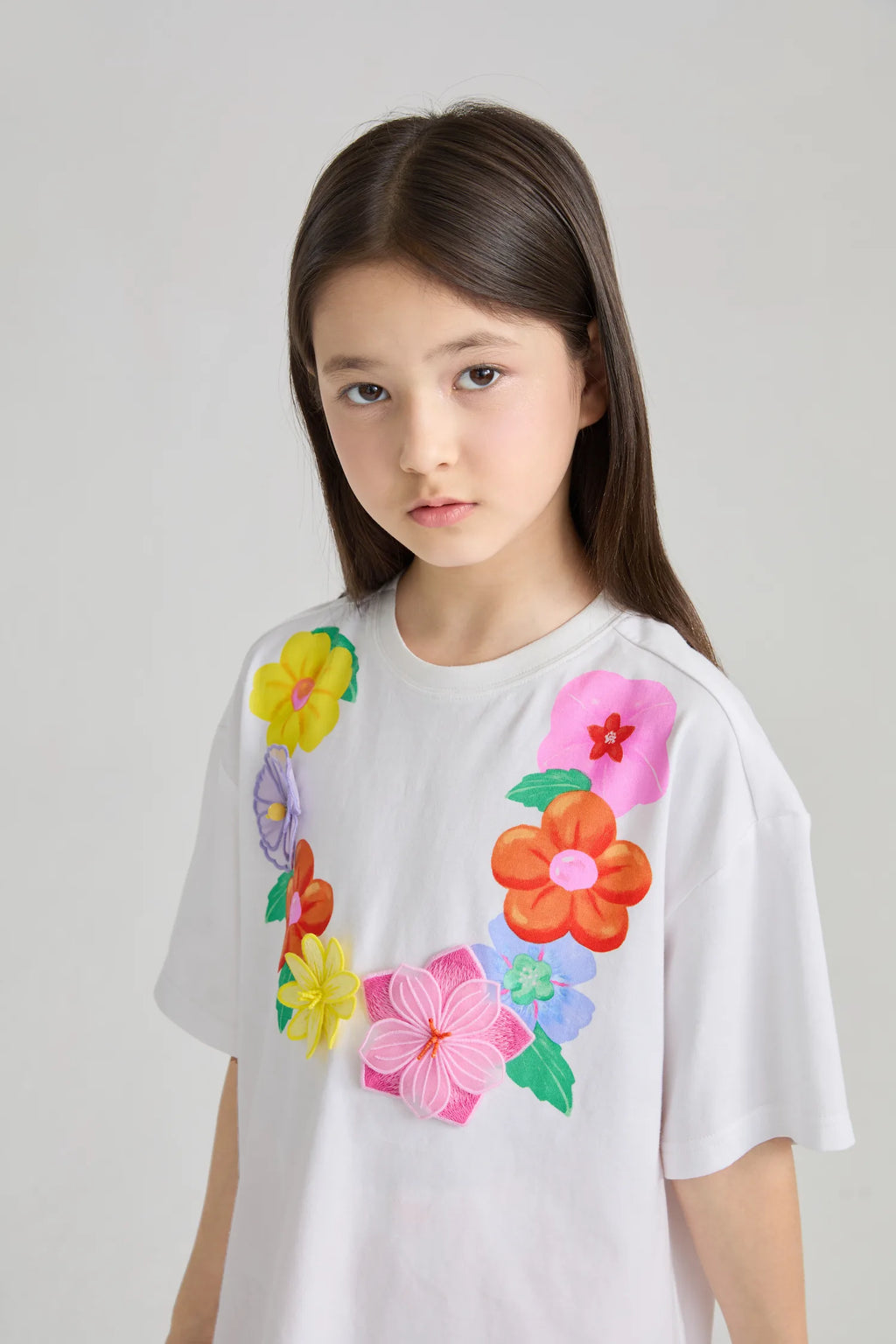 Poco Blush Mermaid Cat Tassel Embroidered Tee