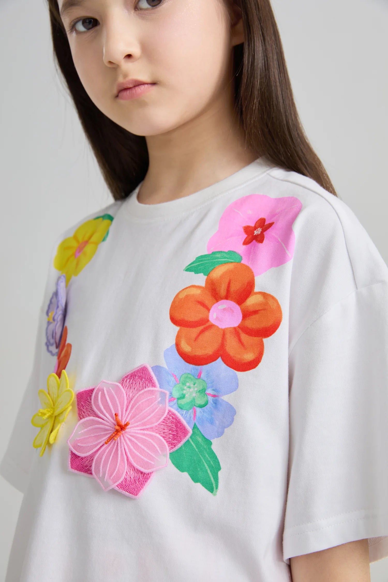 Poco Blush Mermaid Cat Tassel Embroidered Tee