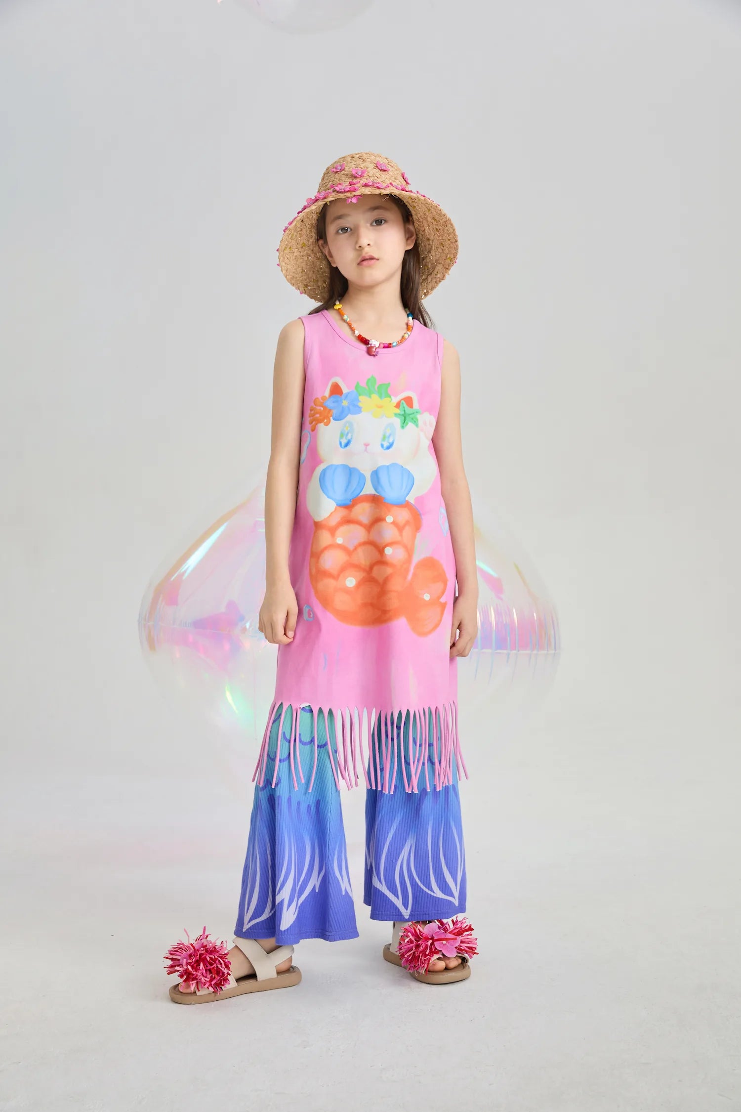 Poco Blush Hawaiian Mermaid Cat Tassel Maxi Skirt