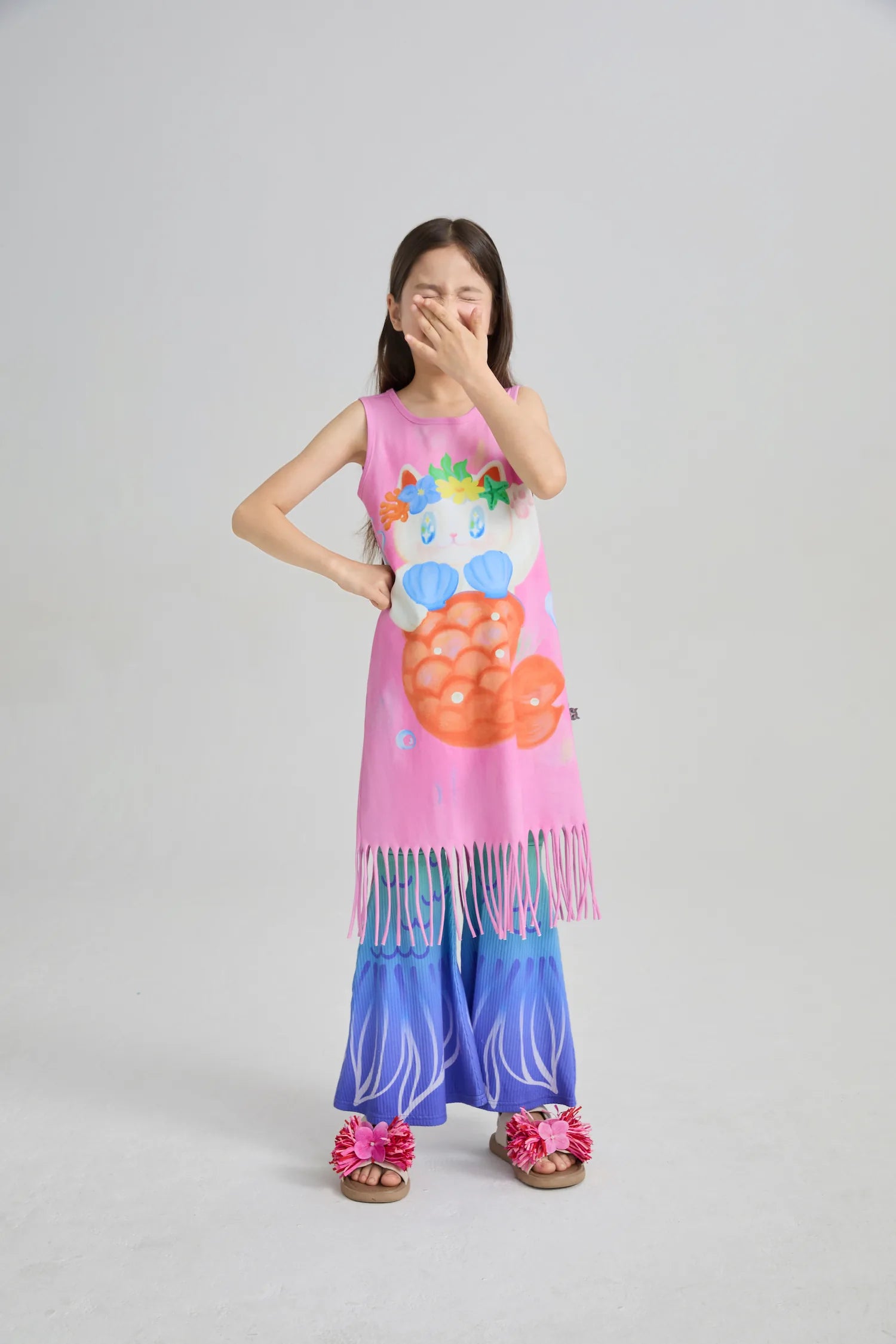Poco Blush Hawaiian Mermaid Cat Tassel Maxi Skirt