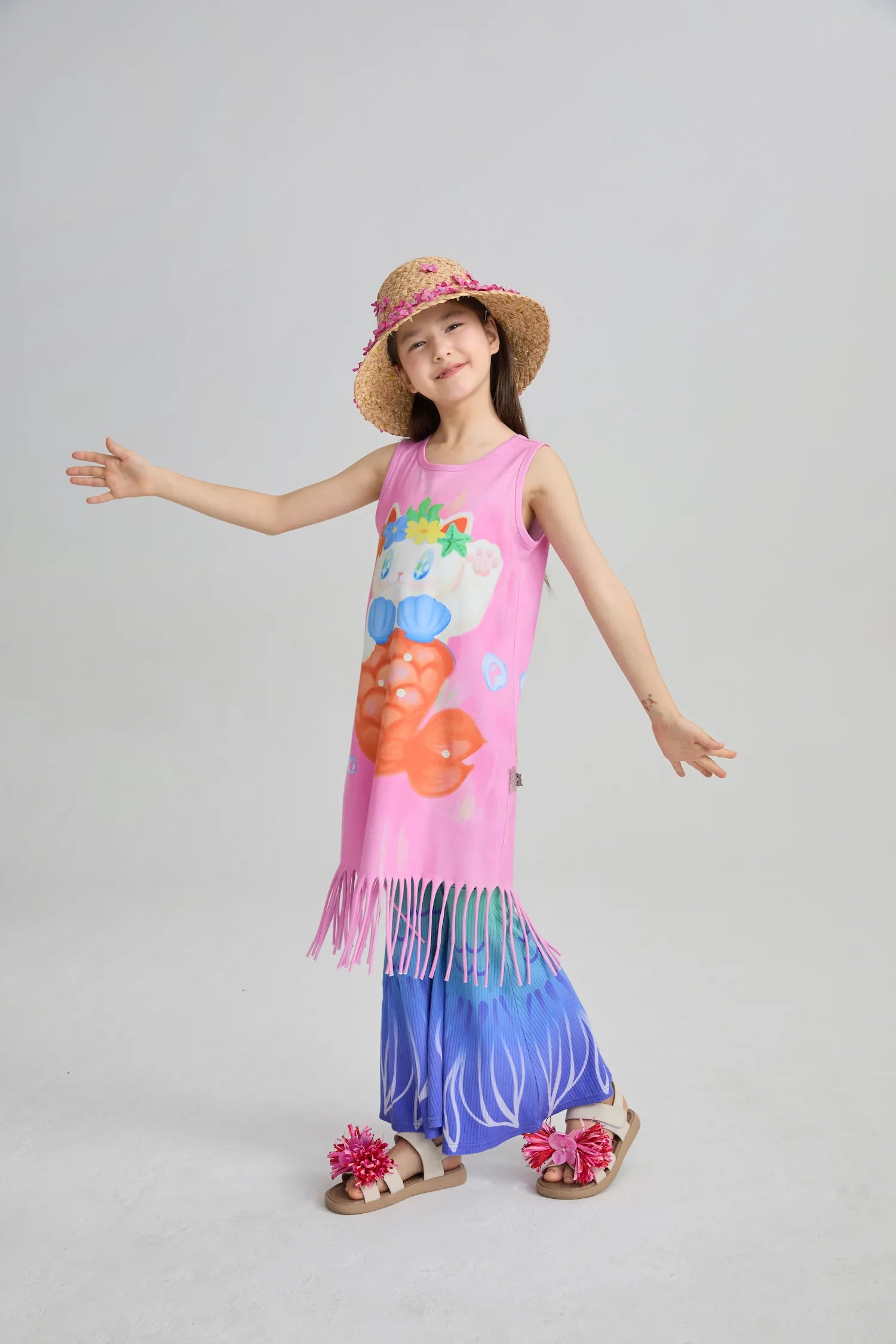 Poco Blush Hawaiian Mermaid Cat Tassel Maxi Skirt