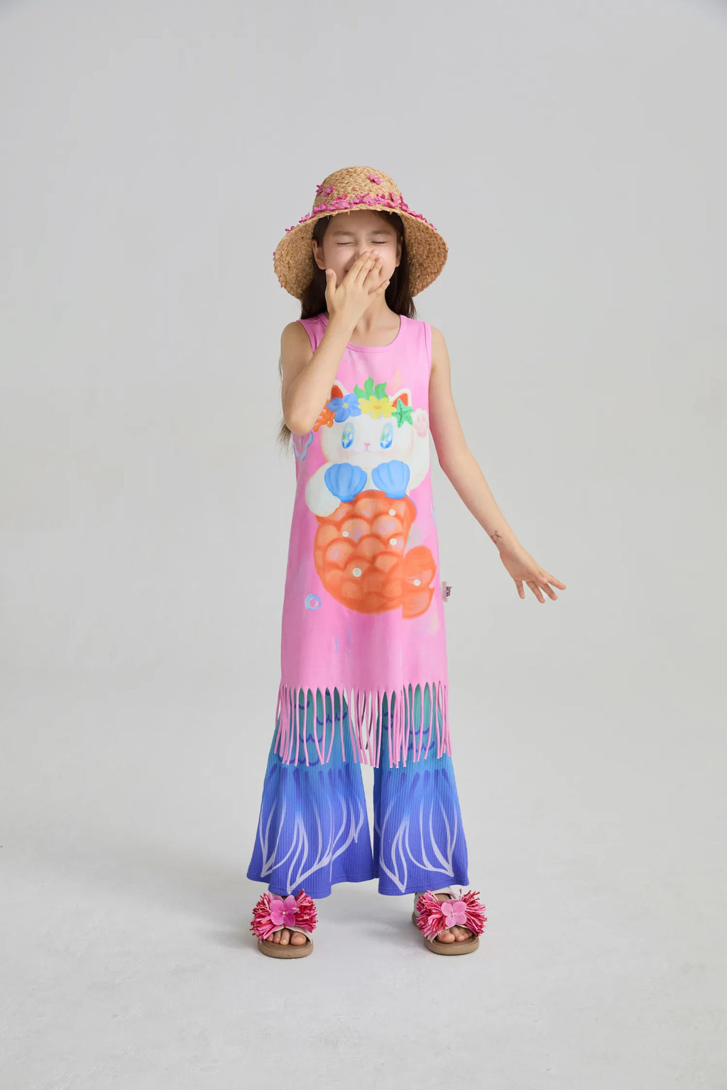 Poco Blush Hawaiian Mermaid Cat Tassel Maxi Skirt
