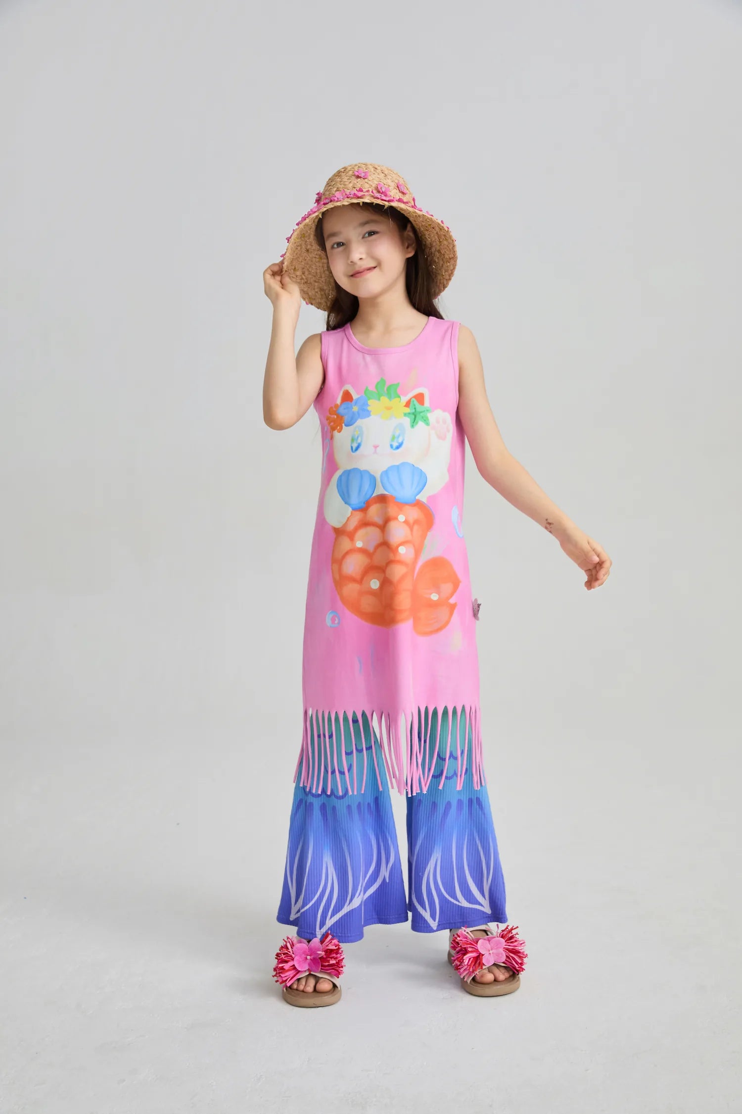 Poco Blush Hawaiian Mermaid Cat Tassel Maxi Skirt