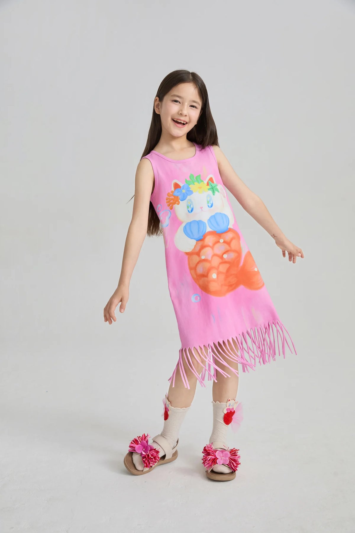 Poco Blush Hawaiian Mermaid Cat Tassel Maxi Skirt