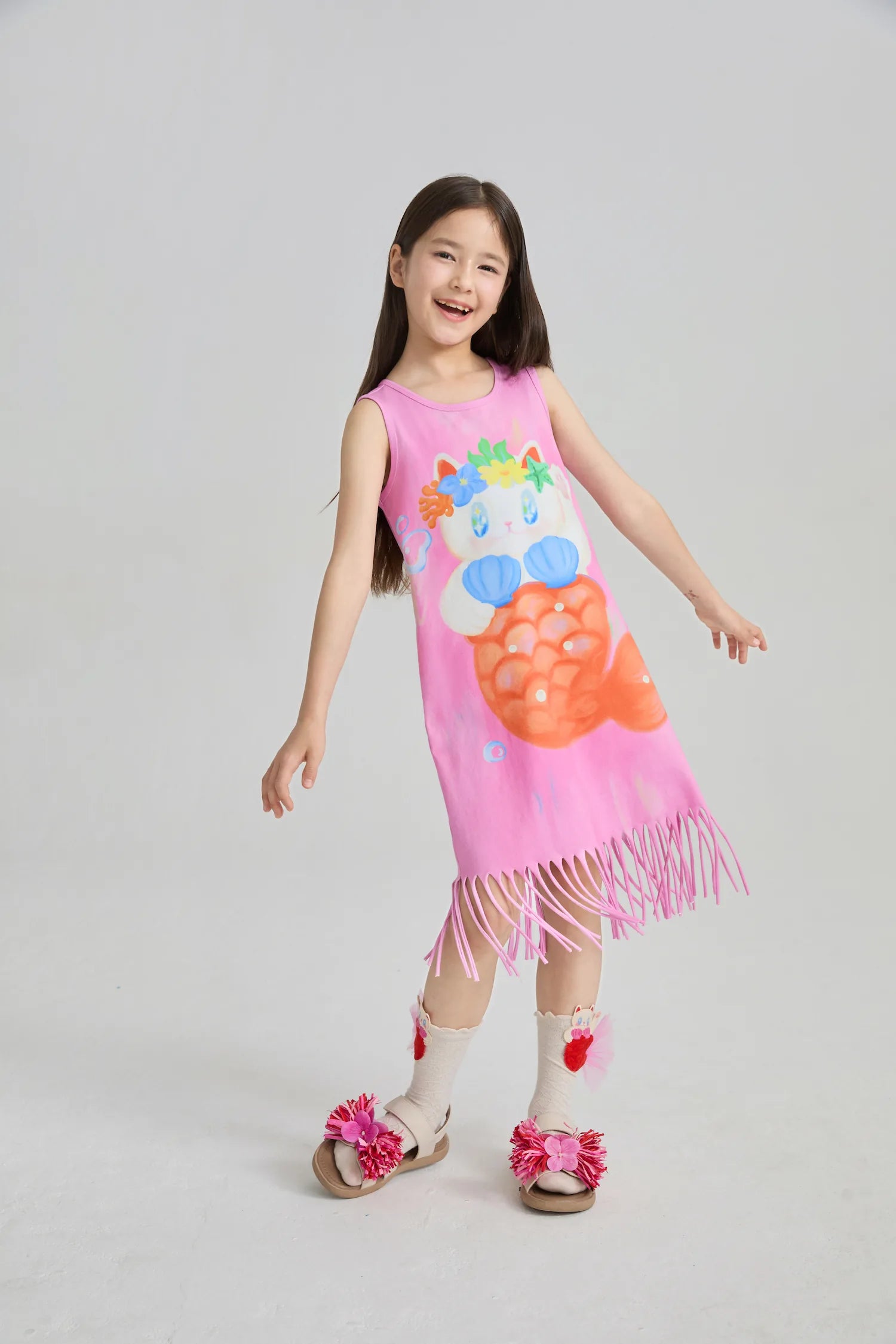 Poco Blush Hawaiian Mermaid Cat Tassel Maxi Skirt