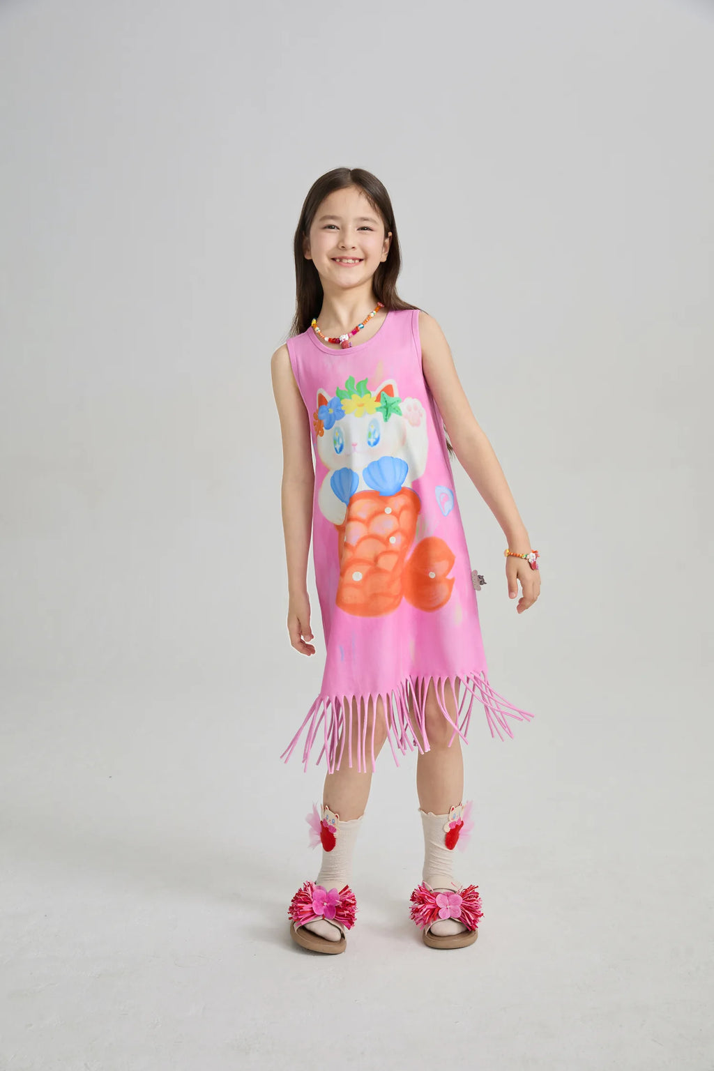 Poco Blush Hawaiian Mermaid Cat Tassel Maxi Skirt