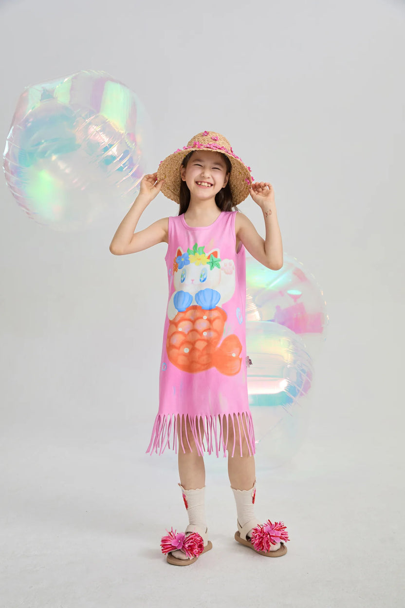 Poco Blush Hawaiian Mermaid Cat Tassel Maxi Skirt