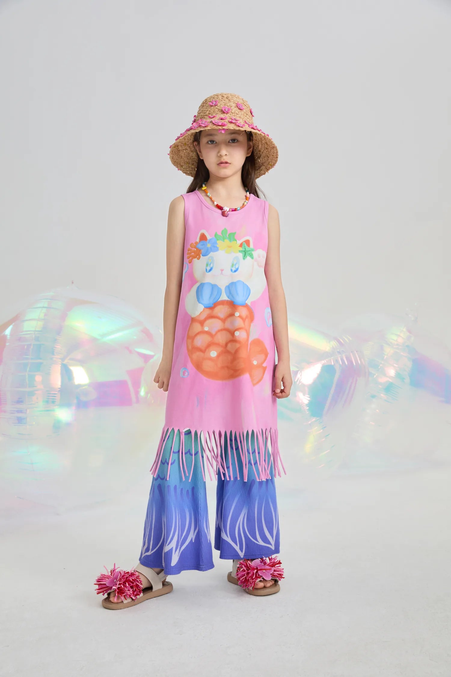 Poco Blush Hawaiian Mermaid Cat Tassel Maxi Skirt