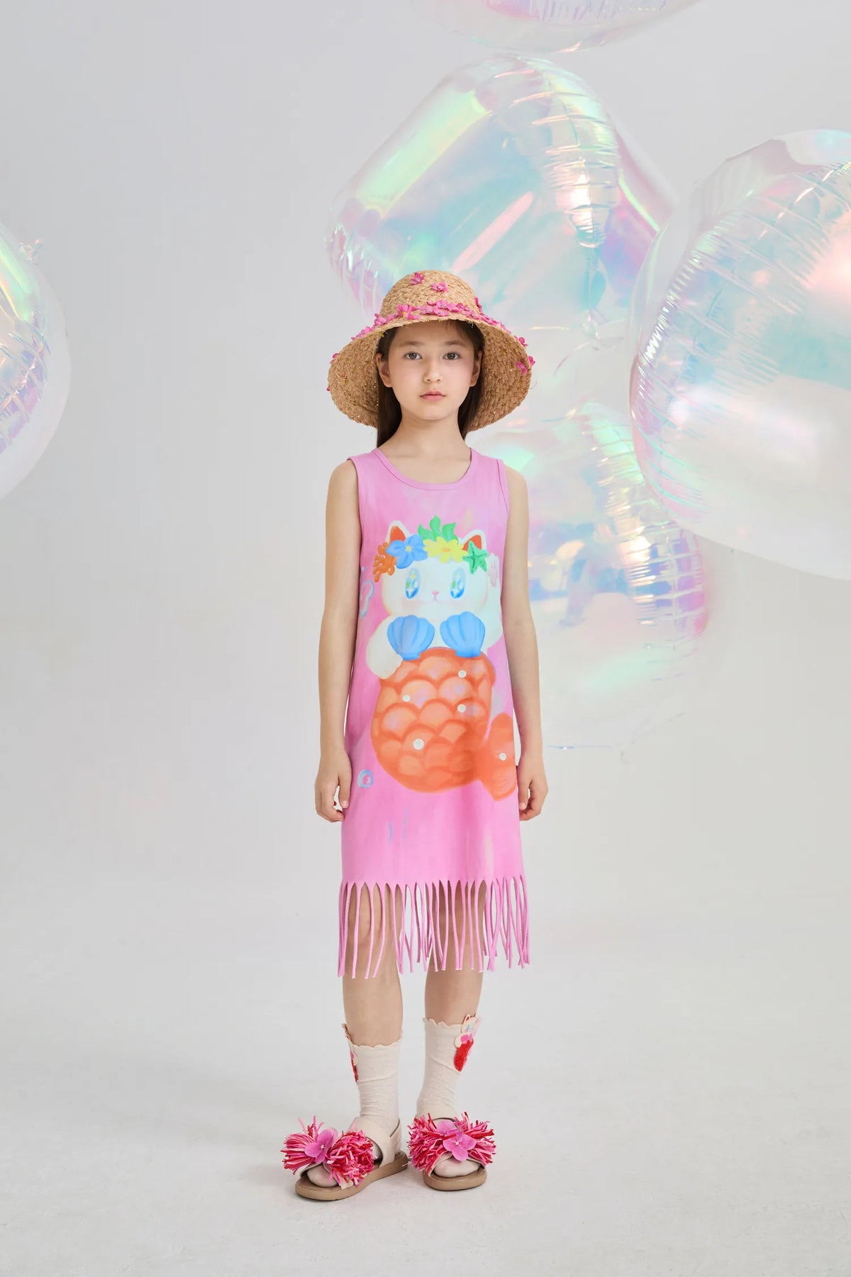 Poco Blush Hawaiian Mermaid Cat Tassel Maxi Skirt